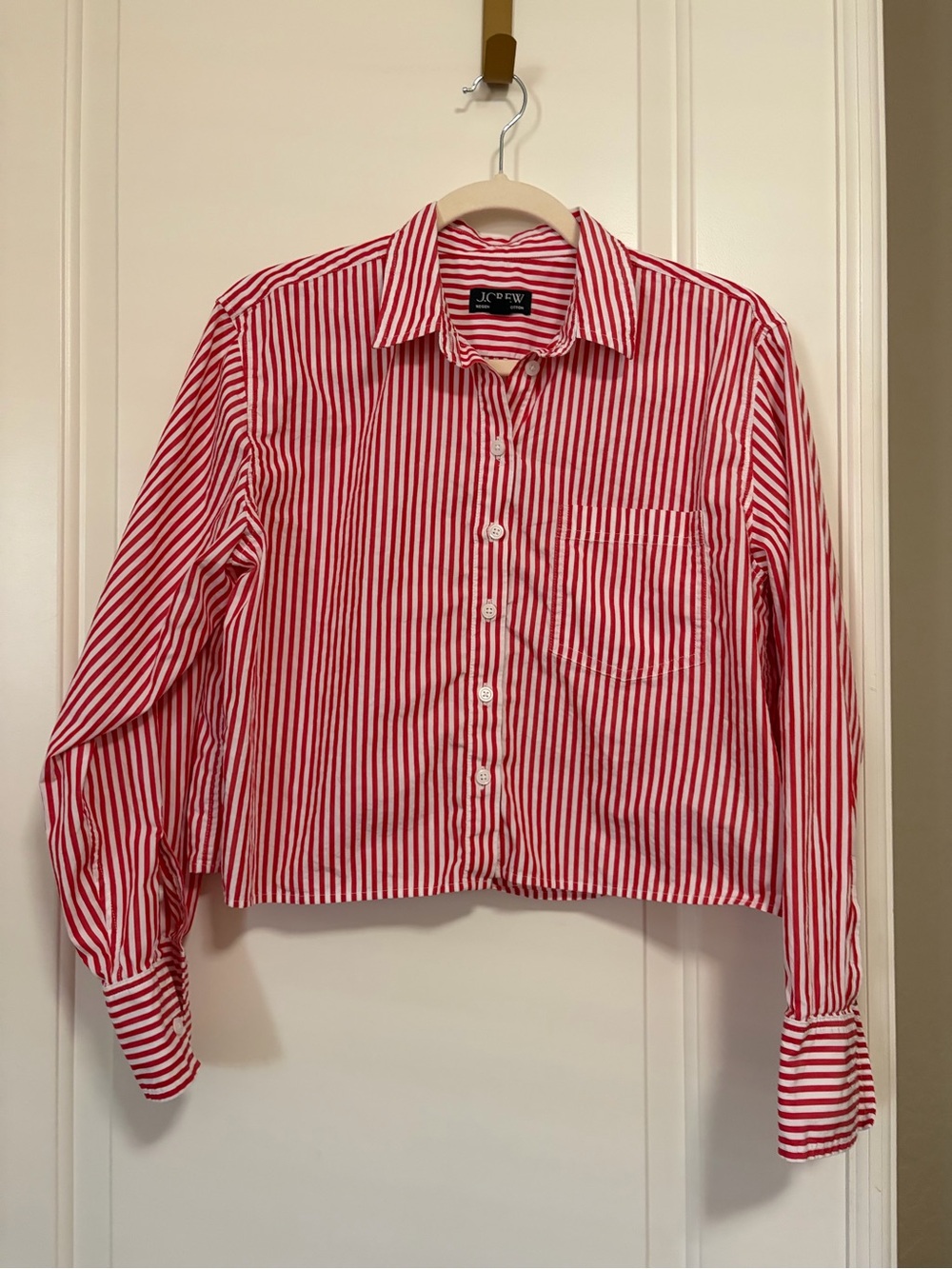 NWOT ♥️💋🍓J.Crew Cropped Baddie Striped Button-Down Shirt🍒💄♥️